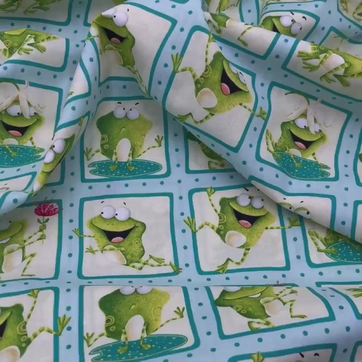 Frogland Friends, Animal Quilting fabric, Amphibians, green frogs fabric HG1061.16(55cm)