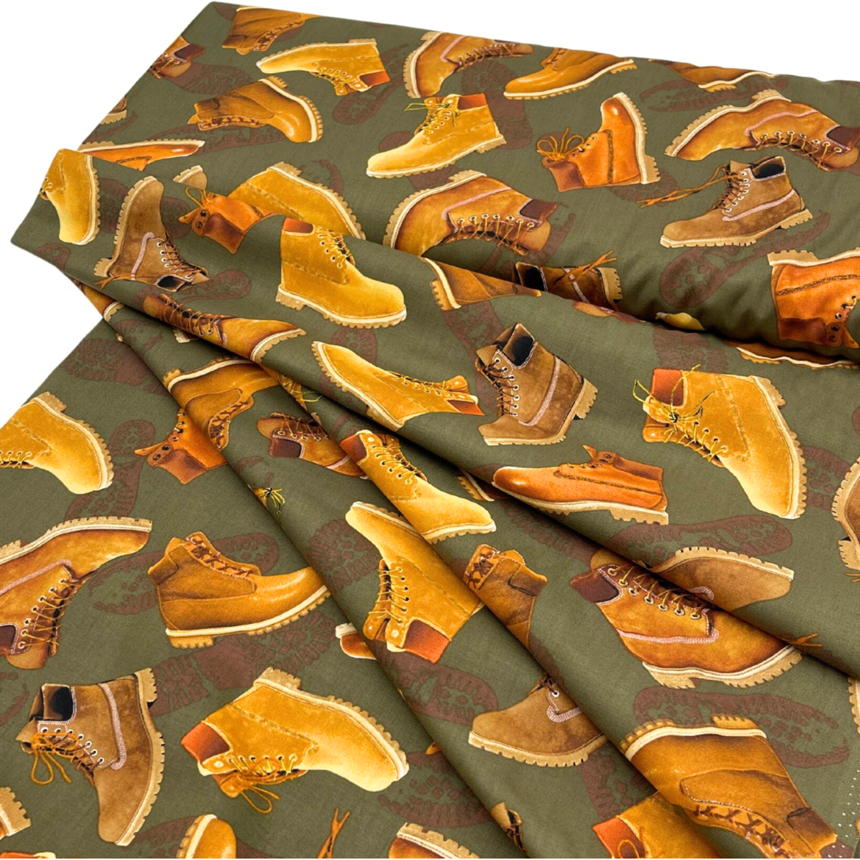 Man Cave Work Boots Khaki - Benartex - Cotton Quilting Fabric - BT05830.49