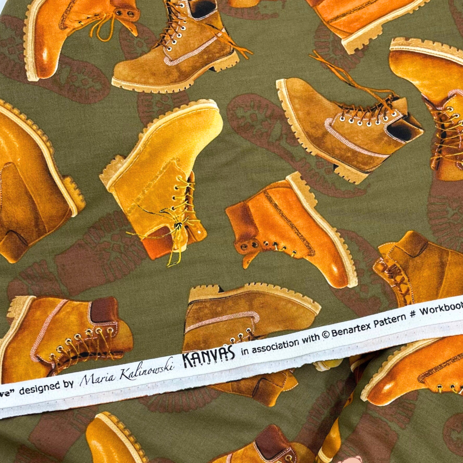 Man Cave Work Boots Khaki - Benartex - Cotton Quilting Fabric - BT05830.49