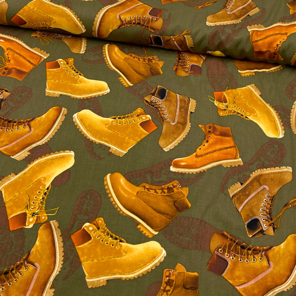 Man Cave Work Boots Khaki - Benartex - Cotton Quilting Fabric - BT05830.49