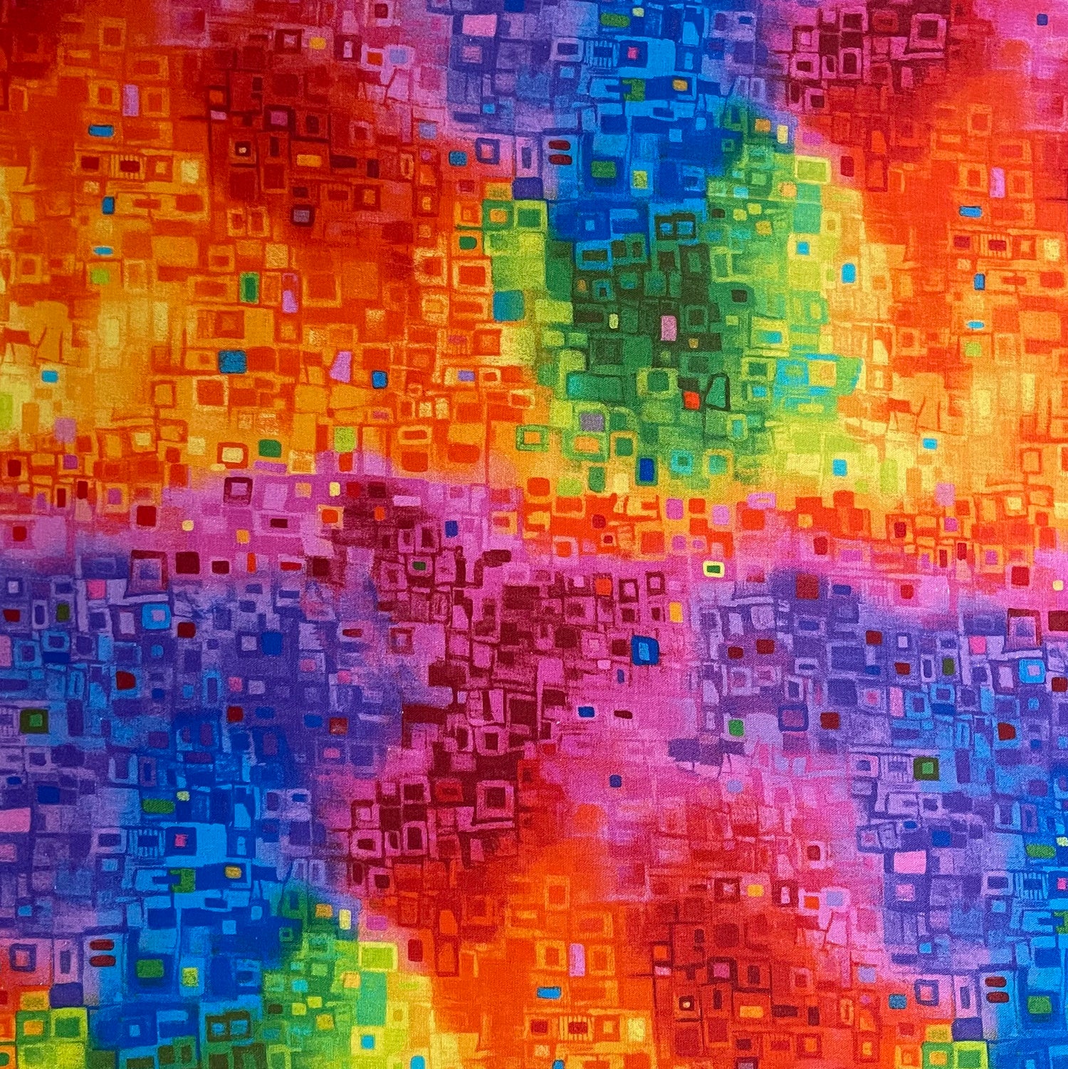 Geo Awaken Fabric Rainbow Bright Geometrics Chong-a Hwang Timeless Treasures CD6555Brite