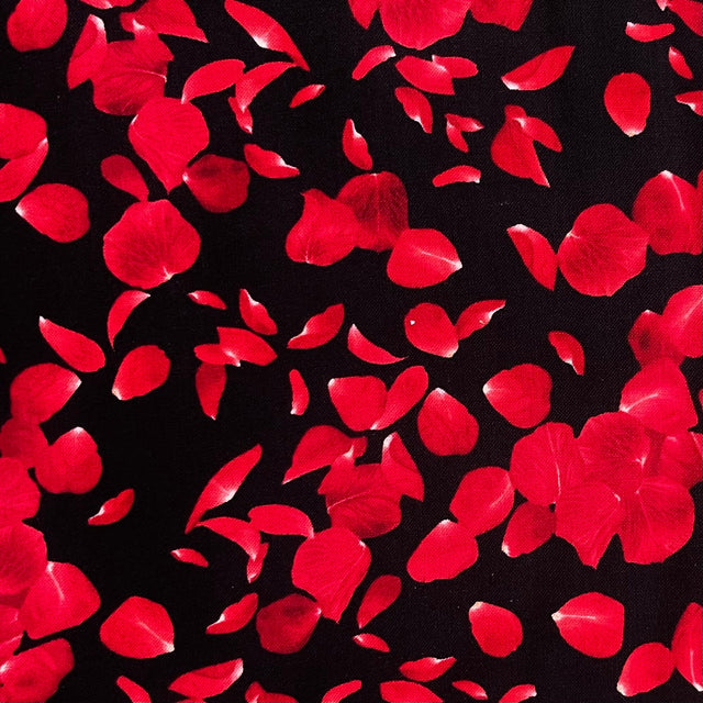 Rose Petals fabric Red Black Glamour Fabric by Timeless Treasures Fabric C5051-Black Cotton Quilting Craft fabric