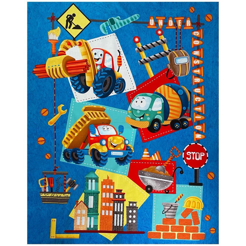 Trucks Let’s Build fabric Panel Henry Glass (PANEL)