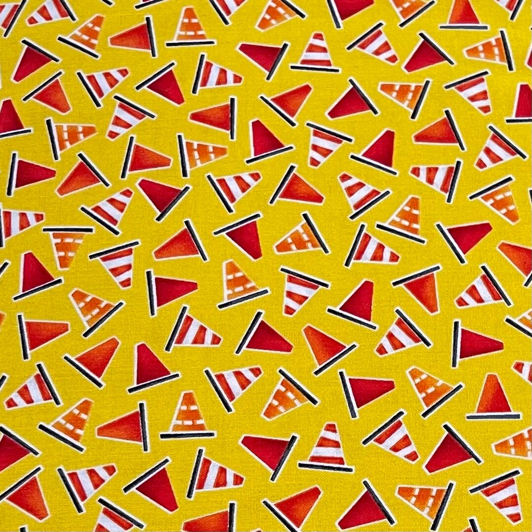 Safety Cones Cotton Quilting fabric, Be My Hero by Henry Glass HG1022.44