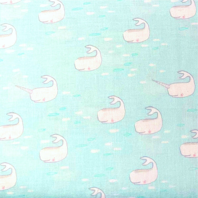 Whale fabric Michael Miller Fabric Find the Narwhal 50cm Out to Sea DC5621-Aqua