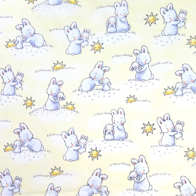 Bunnies Little Ones with Sunshine FLANNEL Fabric CF-6454 Yellow