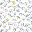 Bunnies fabric Little with Stars FLANNEL Quilting 100% Cotton Fabric CF-6451 White
