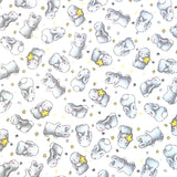 Bunnies fabric Little with Stars FLANNEL Quilting 100% Cotton Fabric CF-6451 White