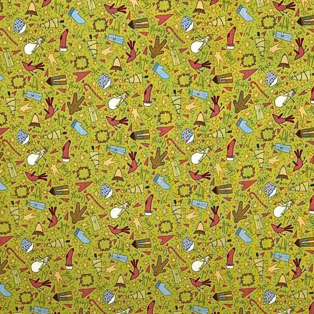 Green fabric toss Under the Mistletoe Henry Glass HG8330-66