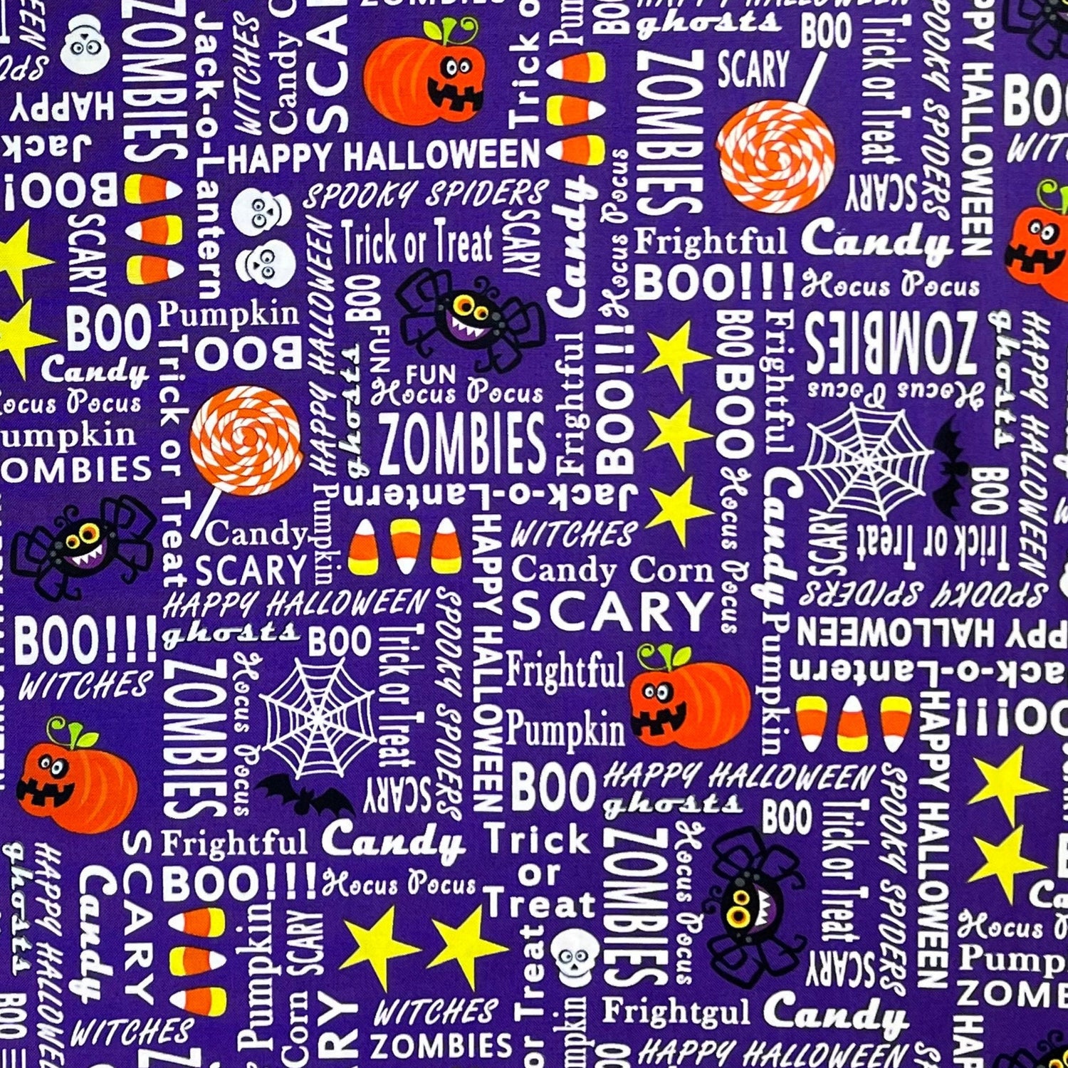 Words fabric Purple Zombies Henry Glass Fabric Halloween Cotton Quilting fabric