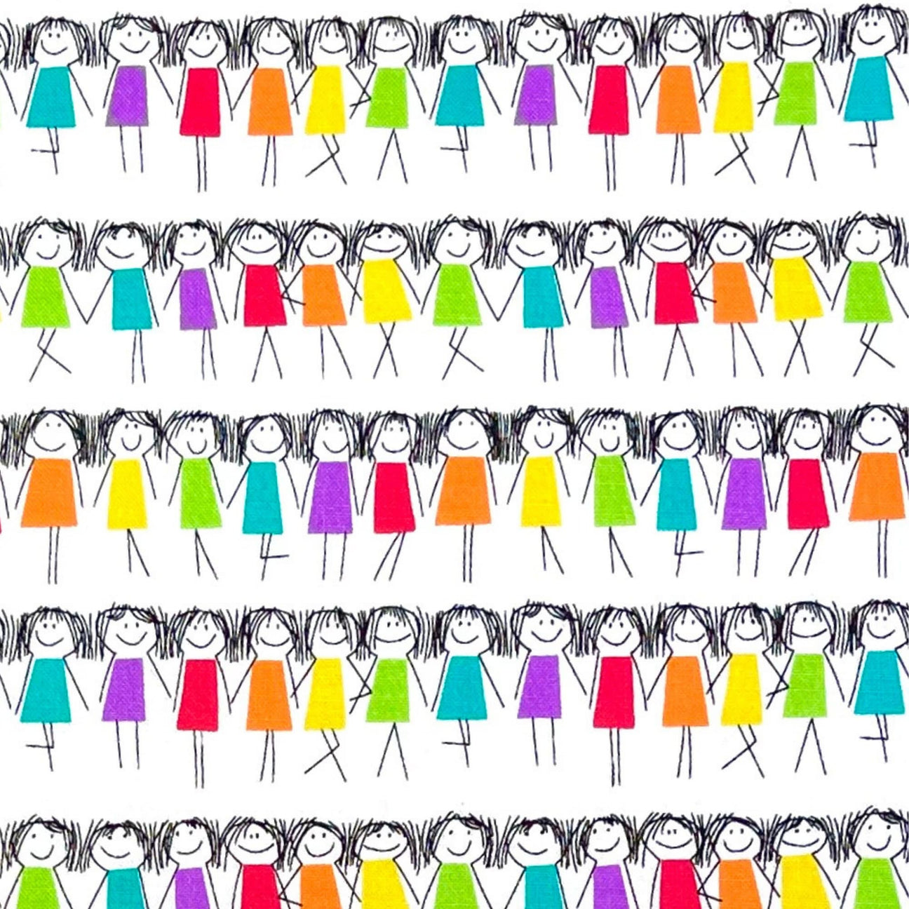 Rainbow Girls Fabric, Cotton Quilting Multi Brights Michael Miller MM-CX7603