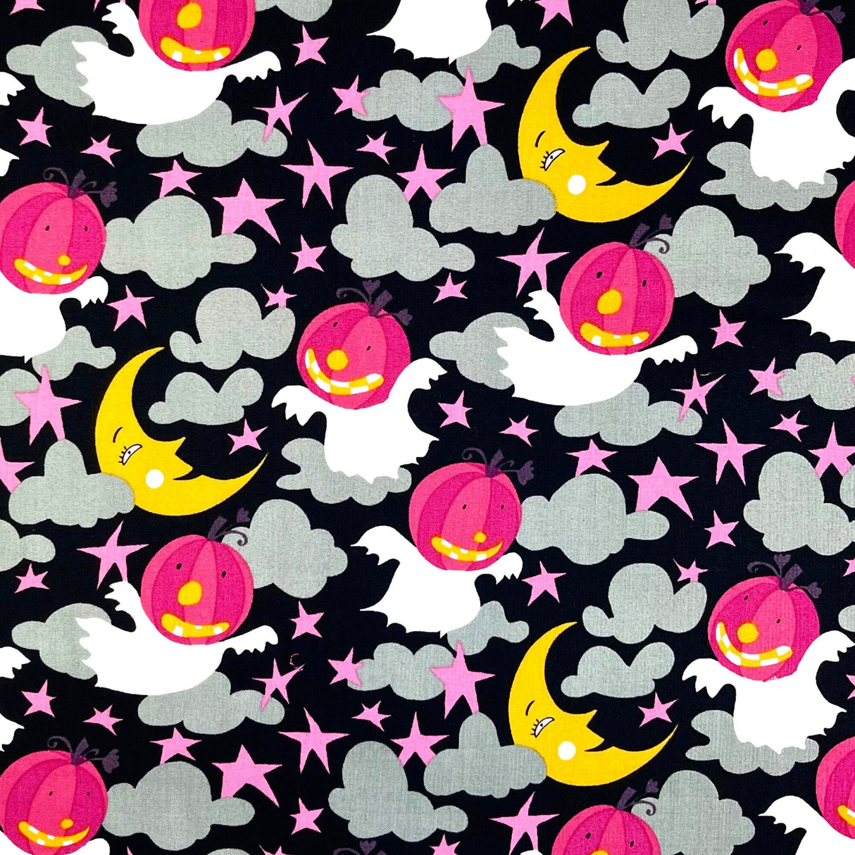 Halloween fabric Moonlight Vampire, pink pumpkin ghosts by David Walker  for FreeSpirit SKU: DW104.Vamp