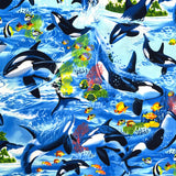 Sea Life Vacation Fish & Whale Fabric – Timeless Treasures C6152