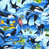 Sea Life Vacation Fish & Whale Fabric – Timeless Treasures C6152