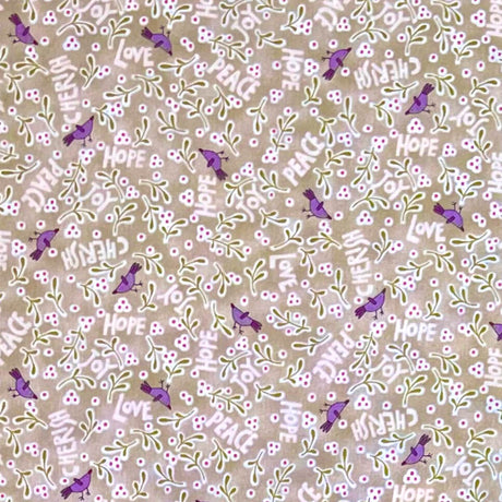 Under the Mistletoe, Christmas Cotton Quilting fabric, Words, Cream Henry Glass HG8335.34