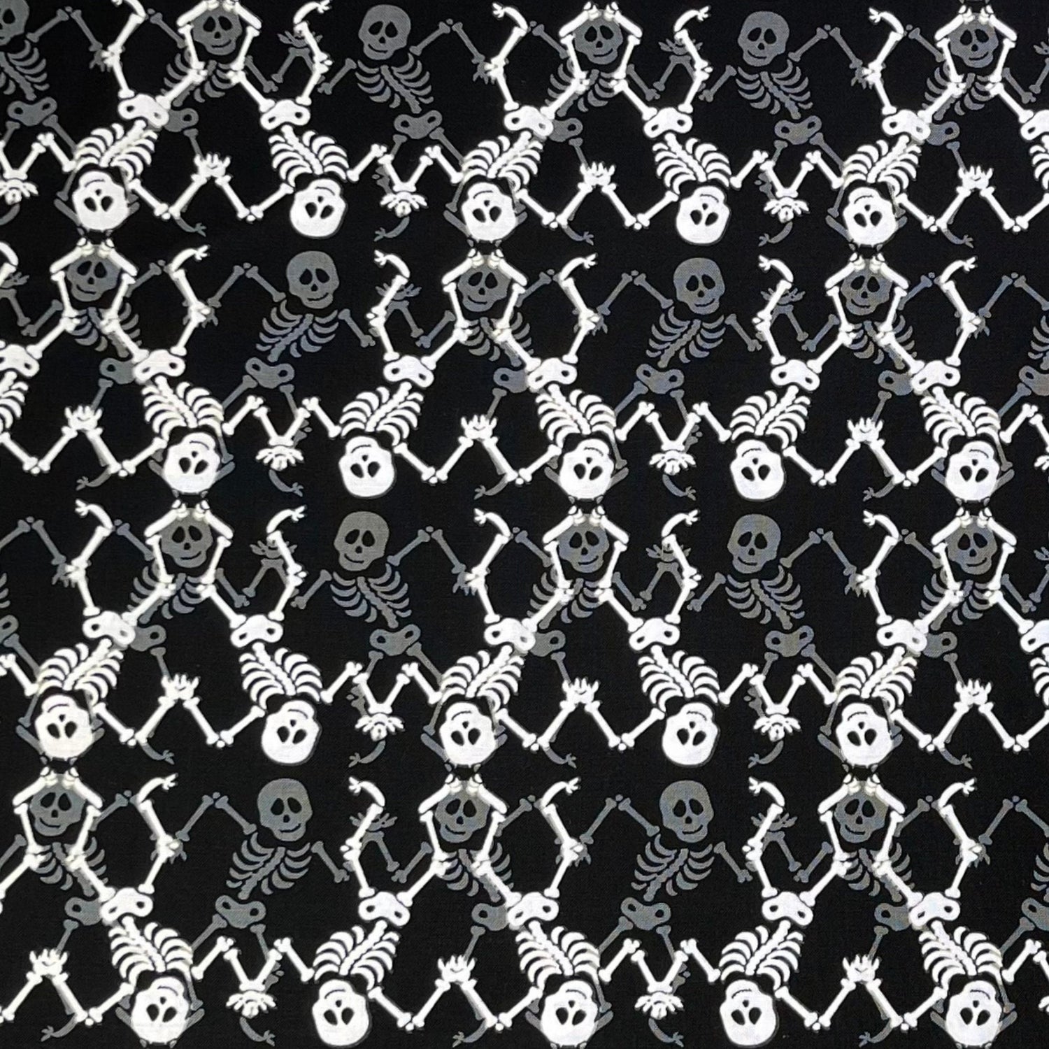 Skeletons fabric Glow in the dark fabric Cotton Quilting fabric Frightful Delightful Henry Glass Halloween Cotton Quilting fabric