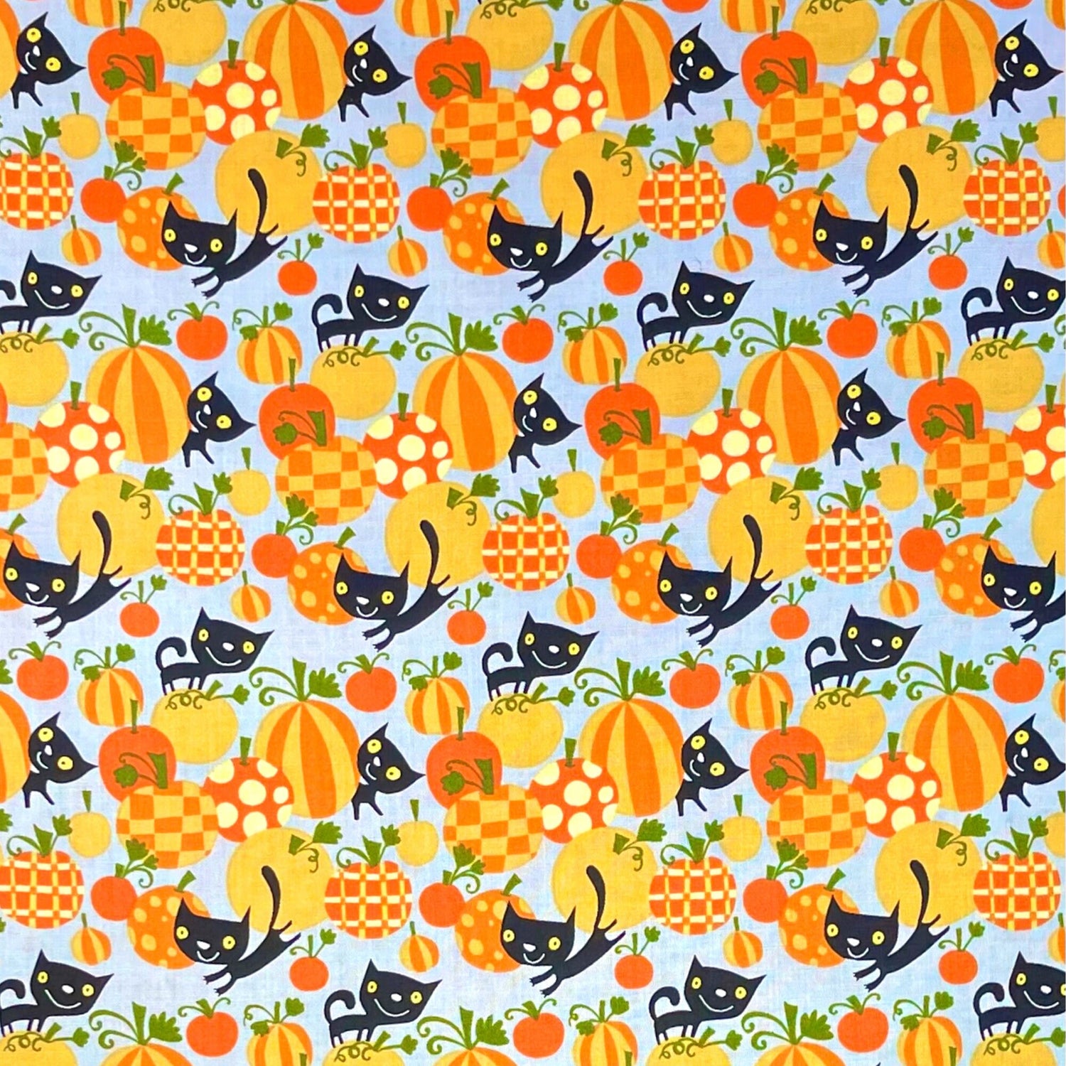Black Cats Orange Pumpkins Halloween Celebrations Henry Glass Fabric