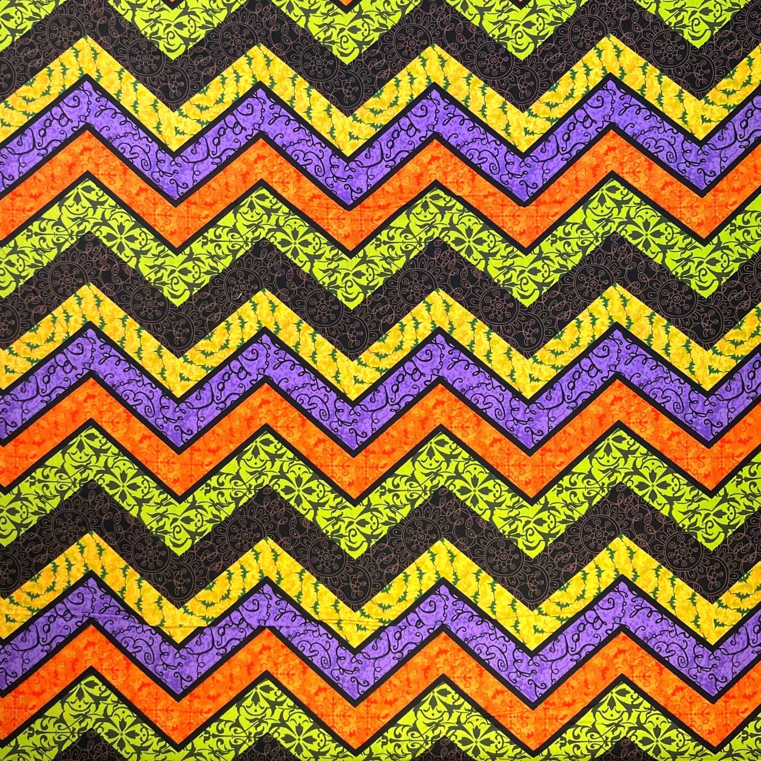Chevron fabric Orange Purple Lime Black Yellow Halloween Celebration fabric Springs Creative