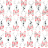 Marguerite Fabric – Cloud – Coral Pink & Grey Butterflies – Michael Miller DC7091