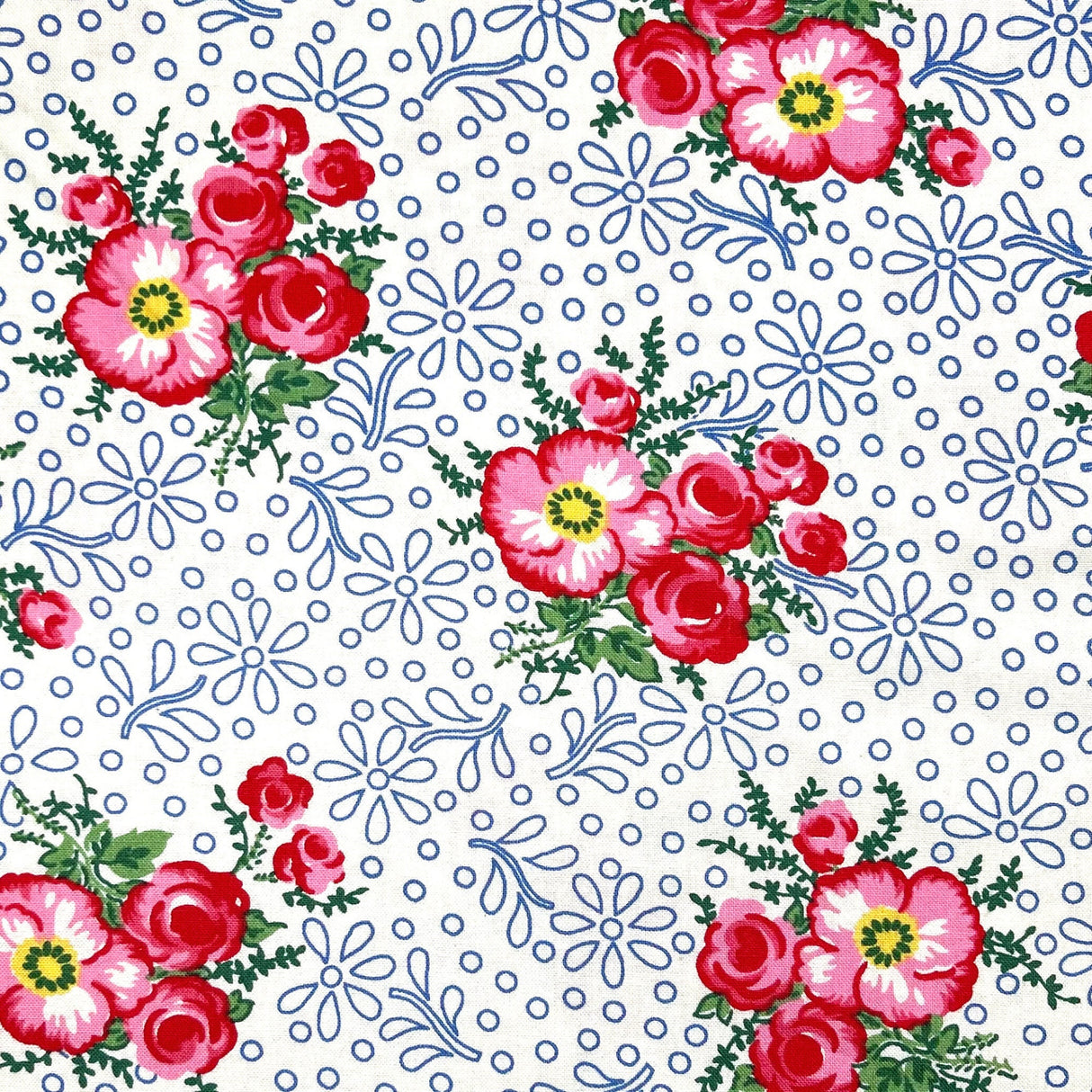 Merry Go Round Floral Cotton Fabric | Pink & Red Roses | Moda M21720-23