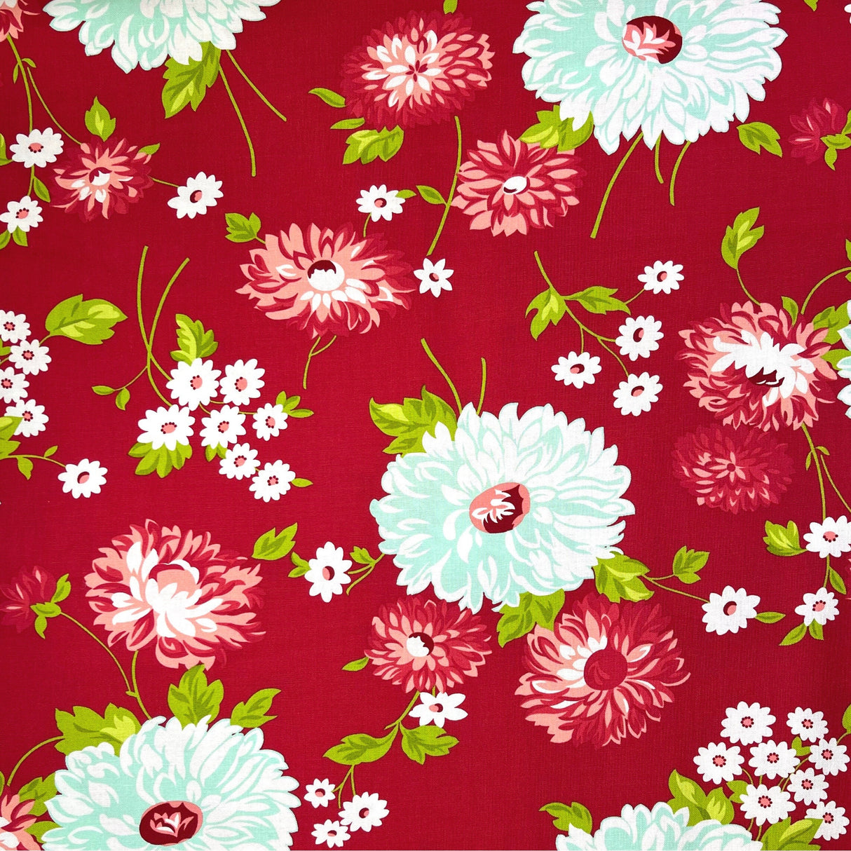 The Good Life Red Floral Fabric EOB | Bonnie & Camille | Moda M55150