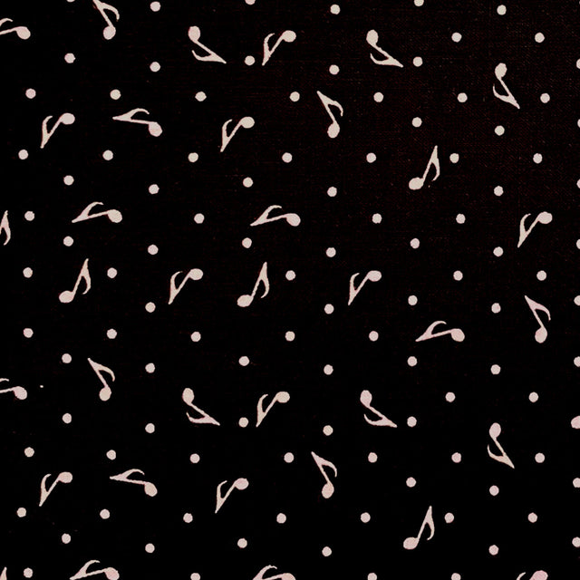 Musical Notes fabric Pink musical notes on Black fabric Benartex 8453-99