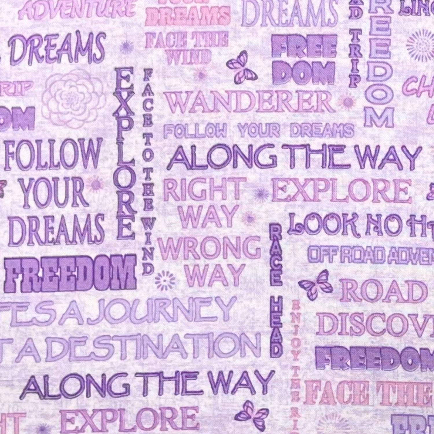 Pink Words Life's a Journey Enjoy the Ride Sky Blue Studio E