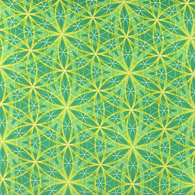 Lime Geometric fabric Circle cotton quilting fabric Enjoy the Ride Studio E