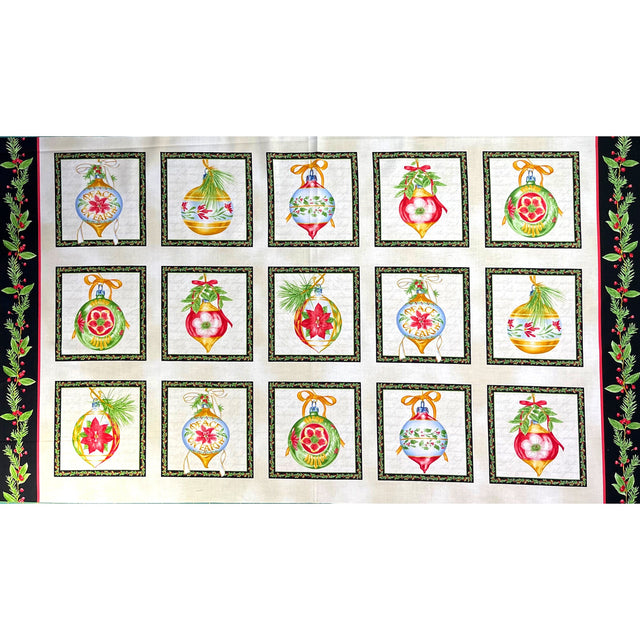 Christmas Elegance Fabric PANEL, Baubles design HG9934.49P