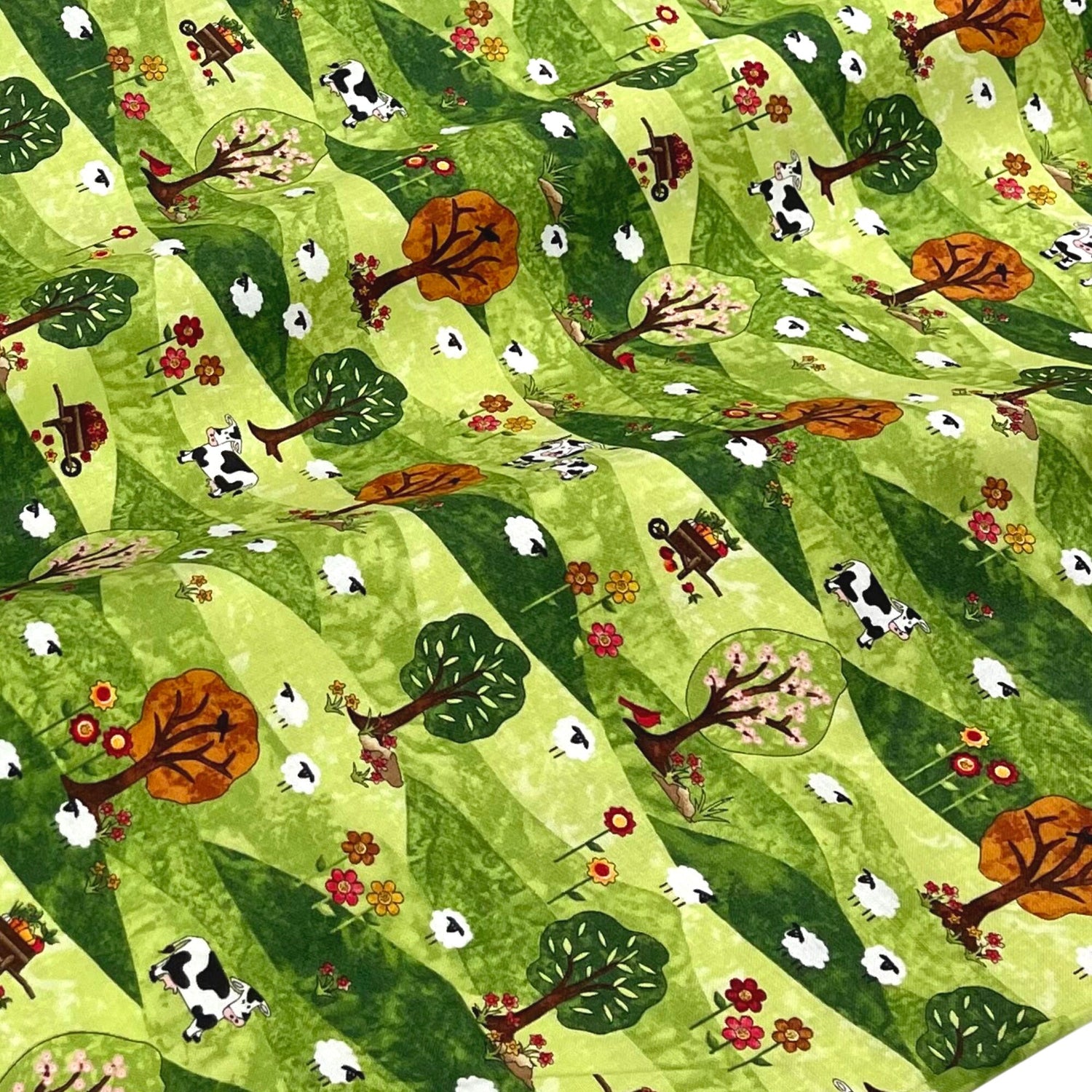 Country Meadow fabric Cows farm animals Country Scene Life fabric Timeless Treasures C5235