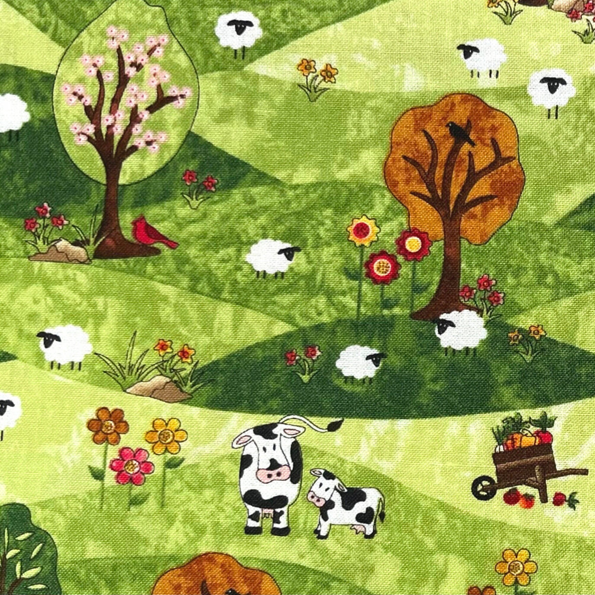 Country Meadow fabric Cows farm animals Country Scene Life fabric Timeless Treasures C5235