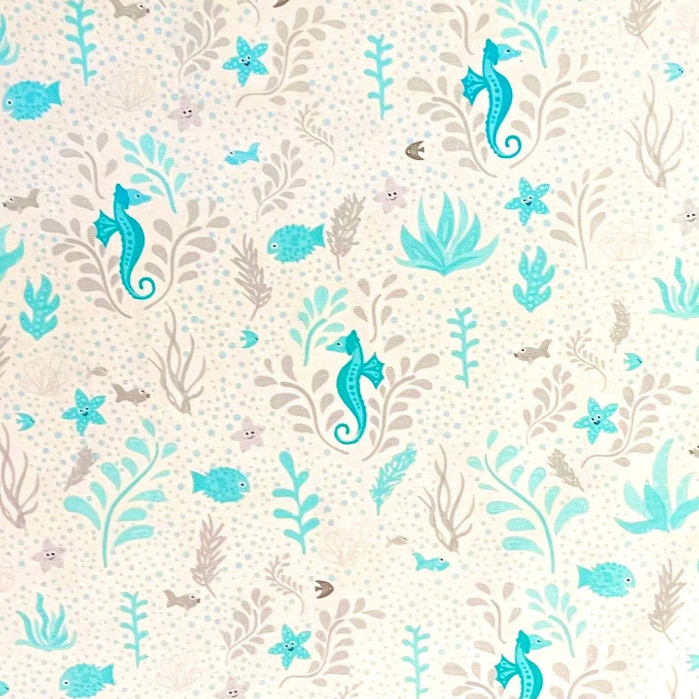 Sea Horse Fabric Teal fabric by Henry Glass - 6831-19
