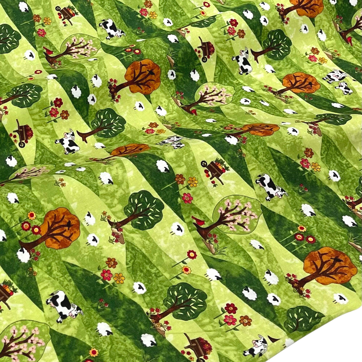 Country Meadow fabric Cows farm animals Country Scene Life fabric Timeless Treasures C5235