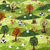 Country Meadow fabric Cows farm animals Country Scene Life fabric Timeless Treasures C5235