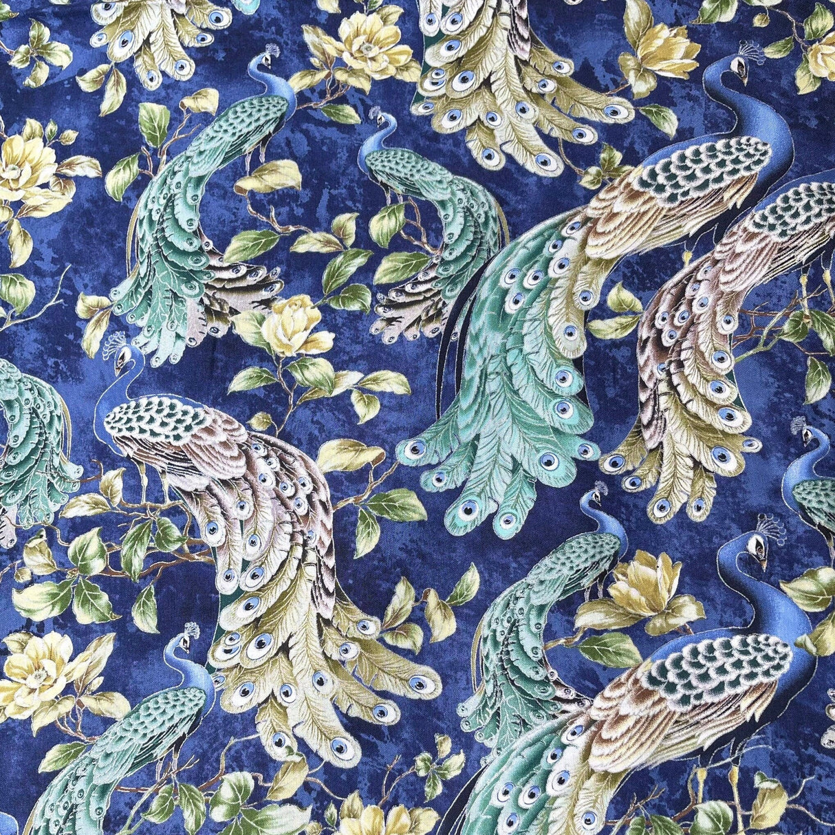 Peacock Fabric Plume Pacific Quilting Craft Cotton 50cm by Timeless Treasures