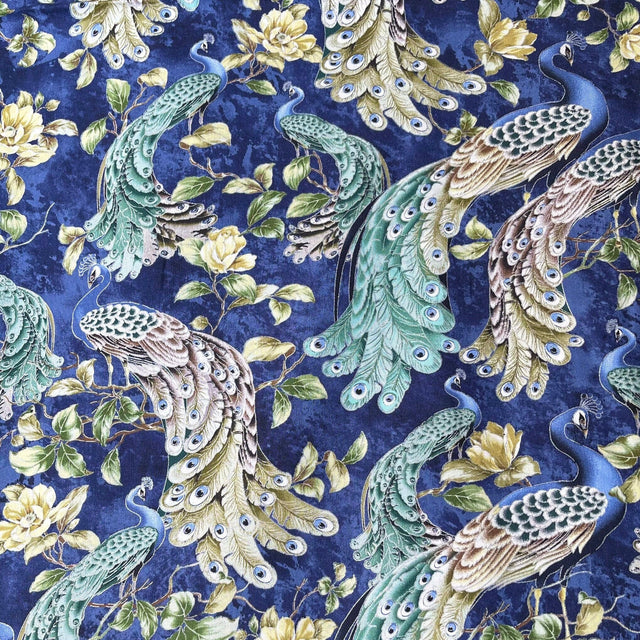 Peacock Fabric Plume Pacific Quilting Craft Cotton 50cm by Timeless Treasures
