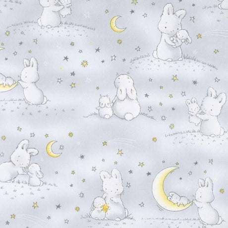 Bunnies by the bay Timeless Treasure Bunnies and Little Ones with Moons (Cotton) C6453