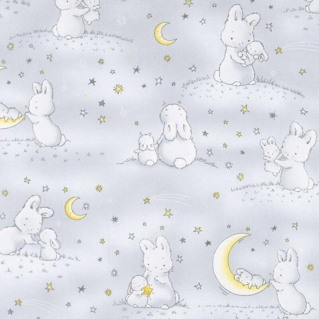 Bunnies by the bay Timeless Treasure Bunnies and Little Ones with Moons (Cotton) C6453