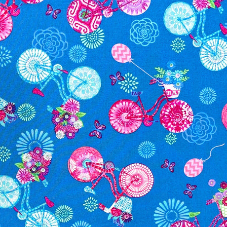 Enjoy the Ride, Bicycles & Butterflies Cotton Quilting fabric by StudioE Fabrics SE3151.76