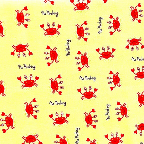 Fabric Crab Miniature Sea creatures No Pinching Yellow fabric by Henry Glass - 6824-44