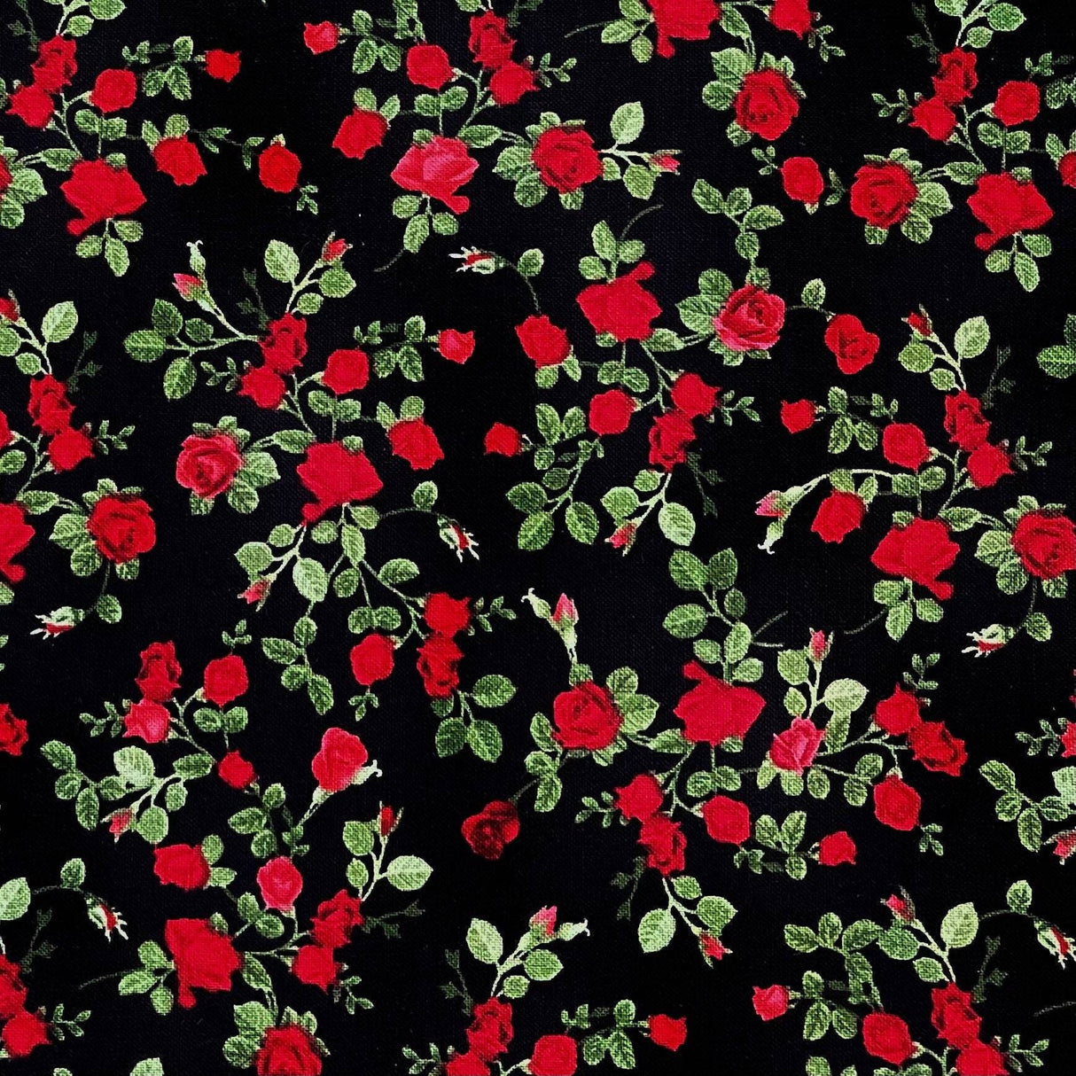 Rose Miniature fabric Glamour Red black Timeless Treasures Fabric C5047 Cotton Quilting Craft fabric