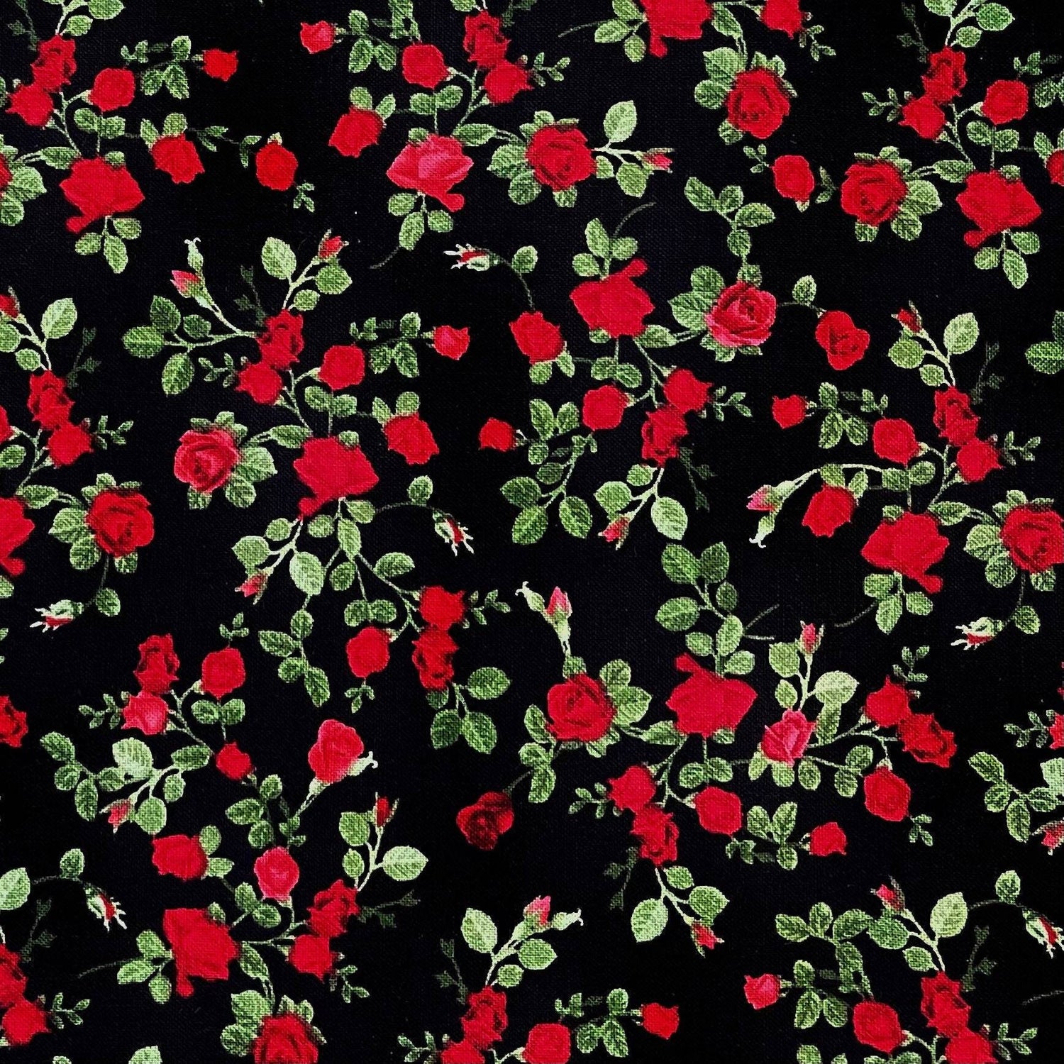 Rose Miniature fabric Glamour Red black Timeless Treasures Fabric C5047 Cotton Quilting Craft fabric