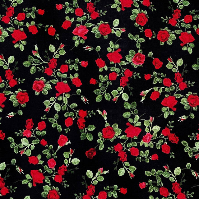 Rose Miniature fabric Glamour Red black Timeless Treasures Fabric C5047 Cotton Quilting Craft fabric