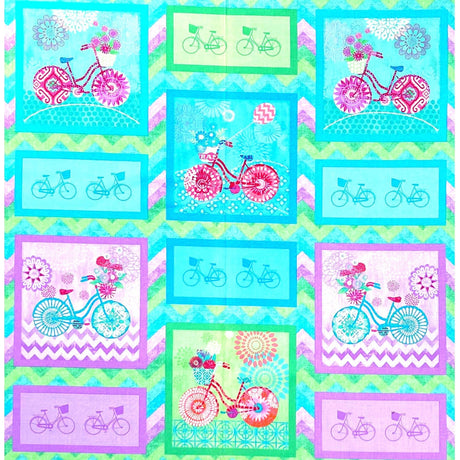 Butterflies & Bicycles, Cotton Quilting Fabric, Enjoy the Ride Fabric PANEL SE.3150.76