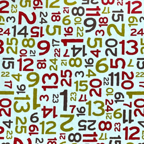 Moda fabrics Hometown Christmas Countdown Numbers in a Sea green background