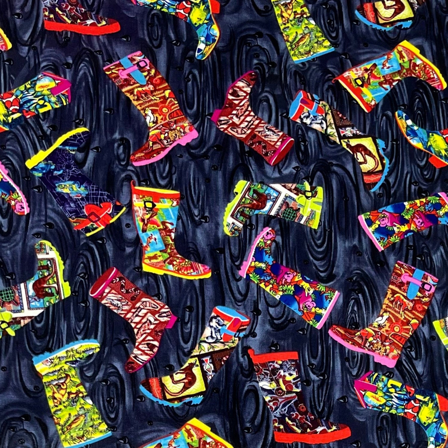 Boots Laminate Fabric, Australian Boots - Charcoal