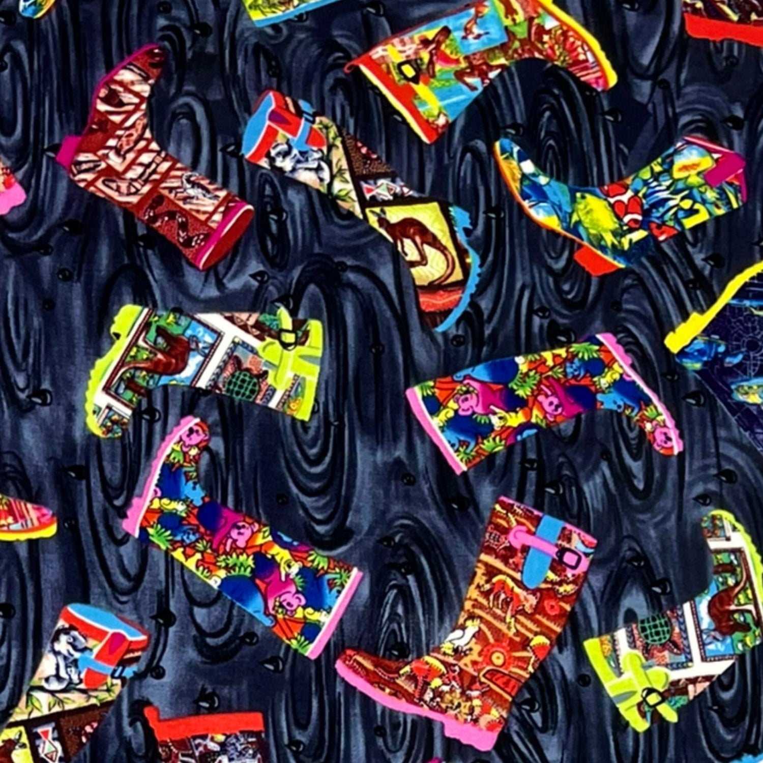 Boots Laminate Fabric, Australian Boots - Charcoal