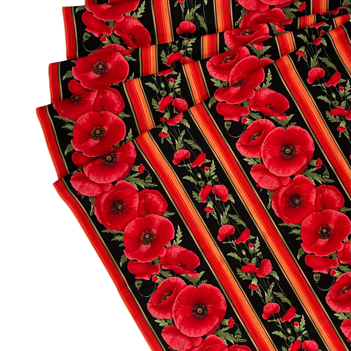 Floral Fabric ANZAC Poppies border Fabric by Timeless Treasures Fabric C5836