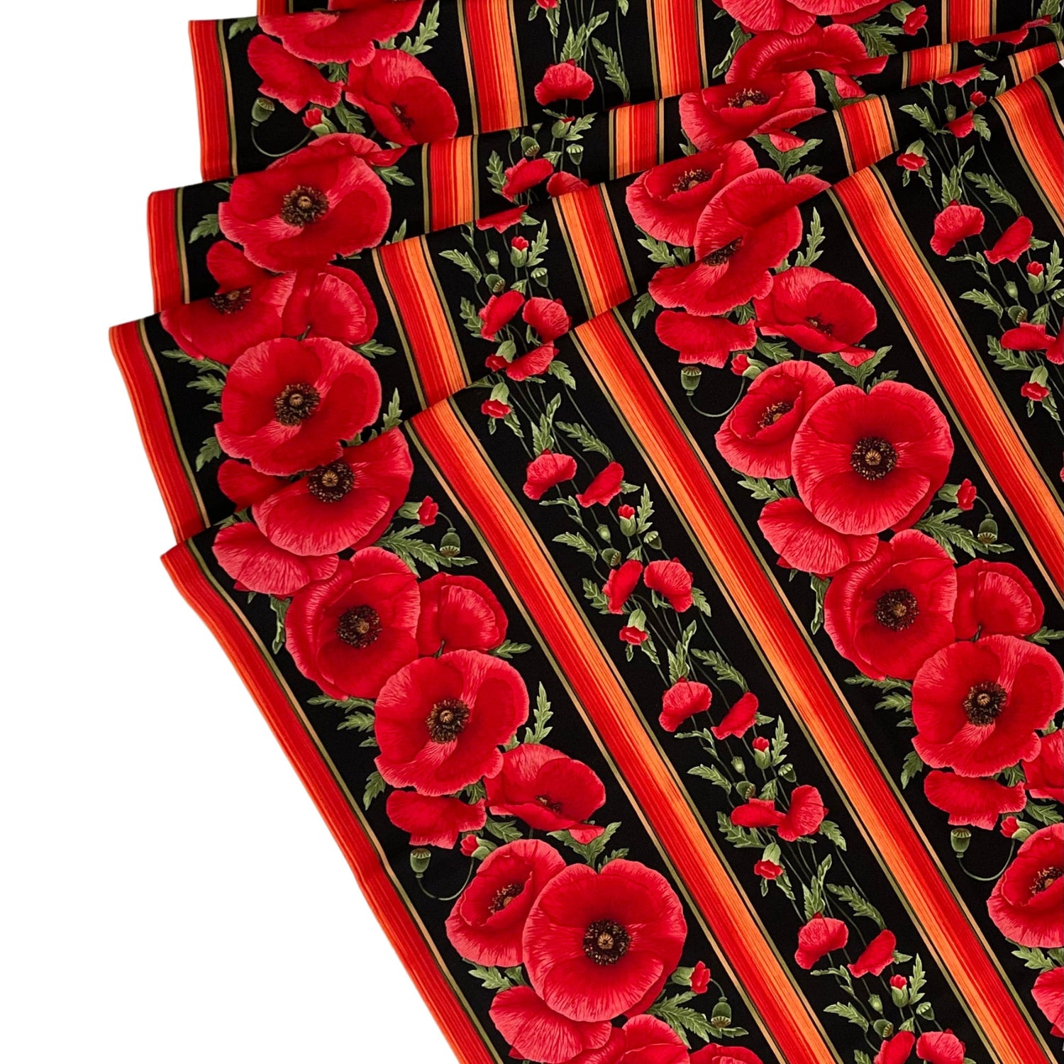 Floral Fabric ANZAC Poppies border Fabric by Timeless Treasures Fabric C5836