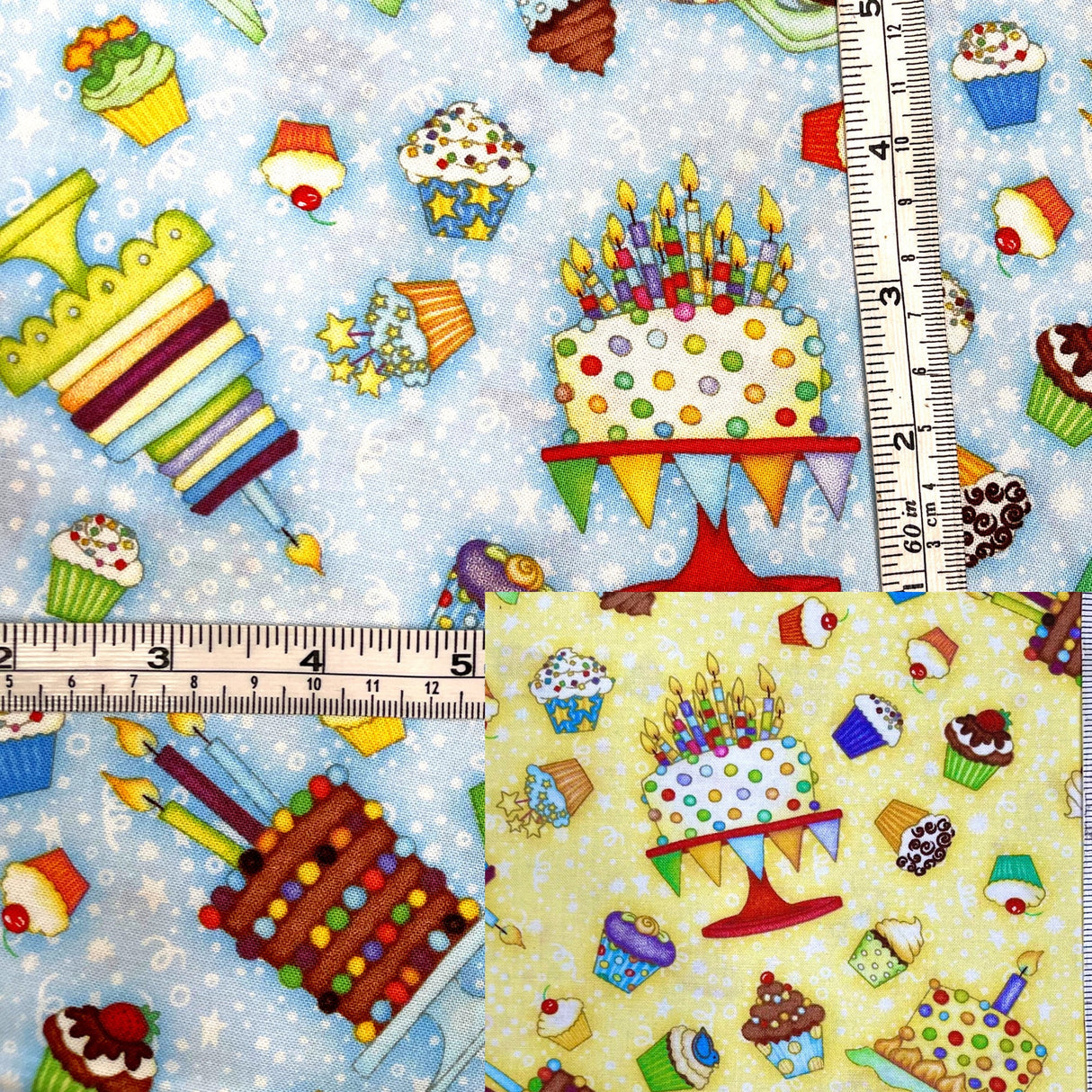 Cupcakes EOB Let's Celebrate Fabric Henry Glass Multi HG1068.11